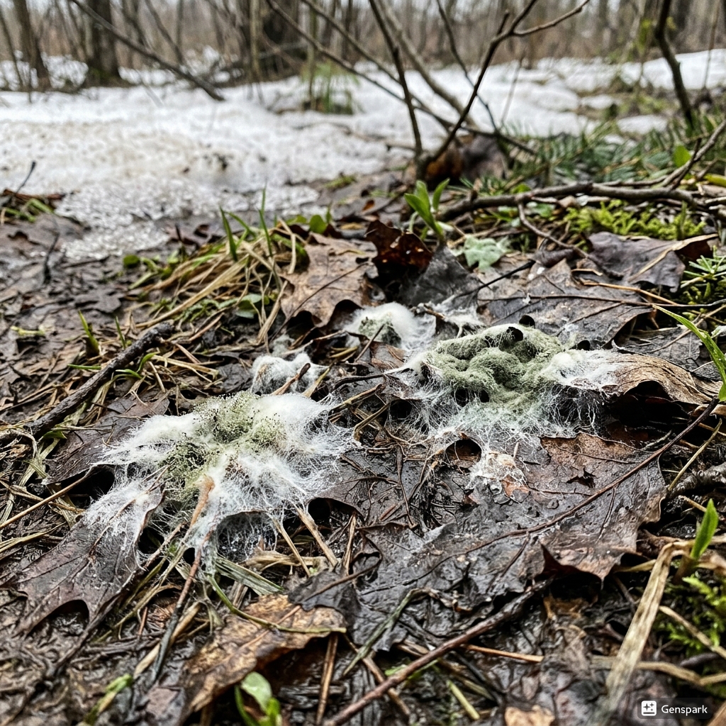 mold from melting snow in spring