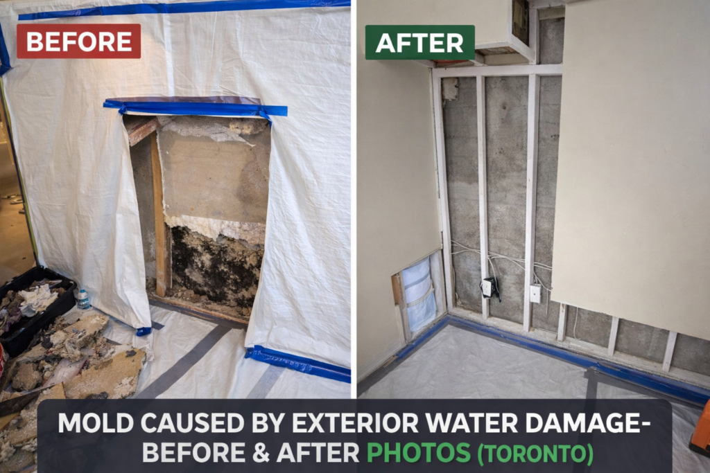 Mold Caused by Exterior Water Damage – Before and After Photos (Toronto Project)