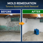 Basement Mold Remediation Before and After Photos in Toronto - basement mold removal before after images photos project case study toronto