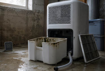 Dehumidifier maintenance in a damp basement