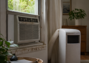moldy AC in summers toronto - Cozy room with cooling appliances