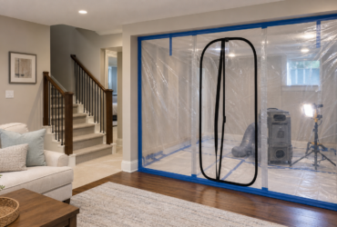Mold remediation containment separating a work zone from a clean living area Mold remediation containment separating a work zone from a clean living area